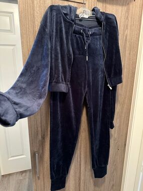 H&M Navy Velour Suit